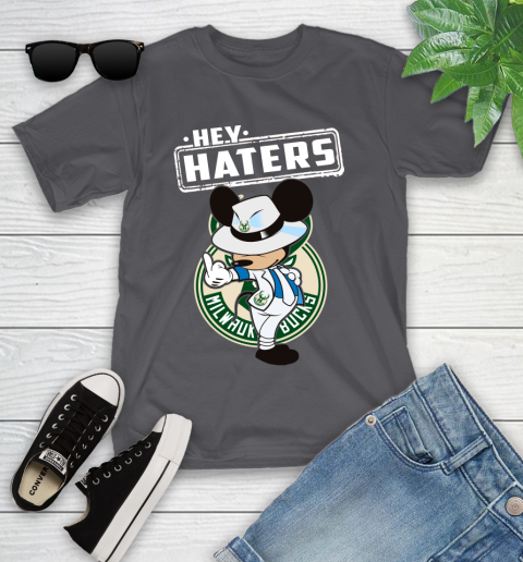 NBA Hey Haters Mickey Basketball Sports Milwaukee Bucks Youth T-Shirt 6