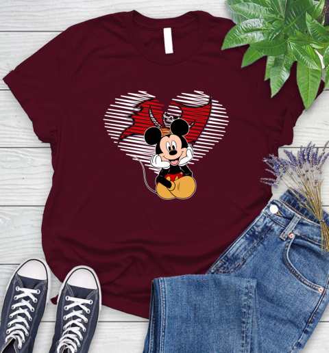 NFL Tampa Bay Buccaneers The Heart Mickey Mouse Disney Football T Shirt_000 Women's T-Shirt 7