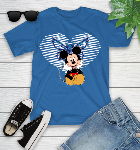 NBA Charlotte Hornets The Heart Mickey Mouse Disney Basketball Youth T-Shirt 12
