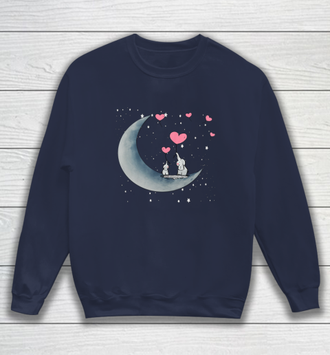 Heart Balloon Elephant Vintage Valentine Mom Crescent Moon Sweatshirt 2