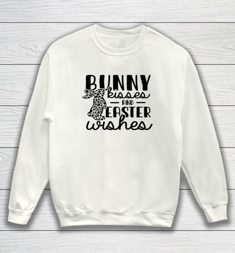 Cute Easter Shirt Bunny Kisses Easter Wishes Spring Leopard Print Sweatshirt