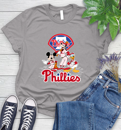 MLB Philadelphia Phillies Mickey Mouse Donald Duck Goofy Baseball T Shirt Women's T-Shirt 5
