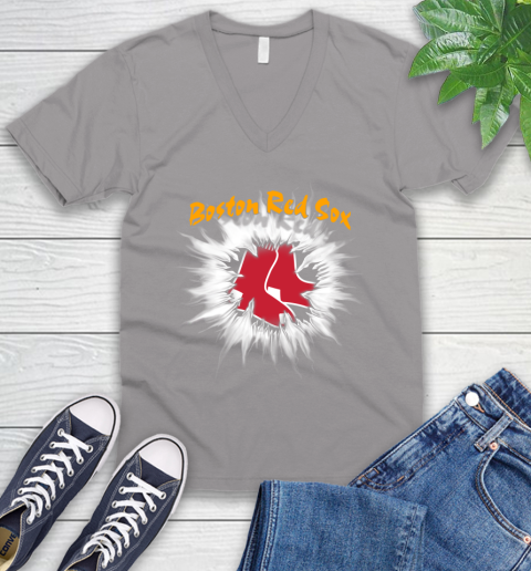 Boston Red Sox MLB Baseball Adoring Fan Rip Sports V-Neck T-Shirt 3