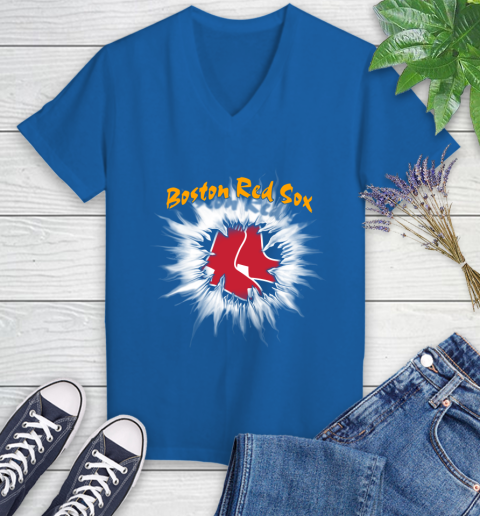 Boston Red Sox MLB Baseball Adoring Fan Rip Sports Women's V-Neck T-Shirt 10