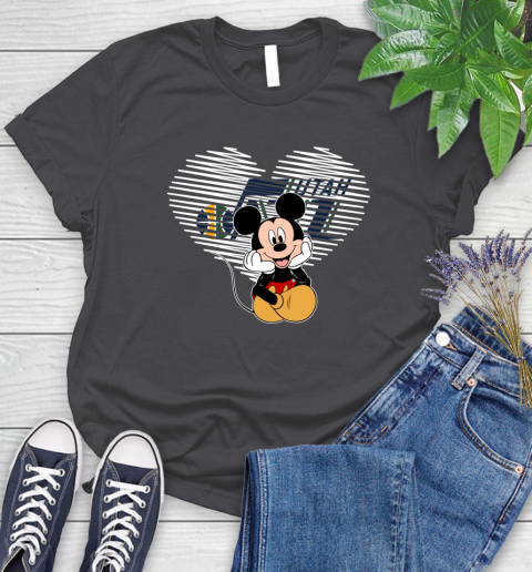 NBA Utah Jazz The Heart Mickey Mouse Disney Basketball Women's T-Shirt 8
