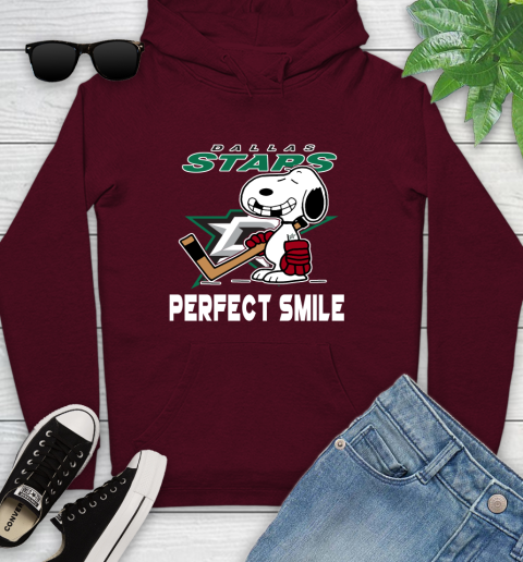 NHL Dallas Stars Snoopy Perfect Smile The Peanuts Movie Hockey T Shirt Youth Hoodie 7