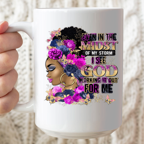 Black Girl In The Midst Of Storm Believe In God Christian Ceramic Mug 15oz