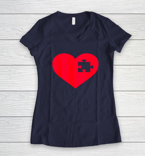 Family Valentine Insert Heart Gift Women's V-Neck T-Shirt 14