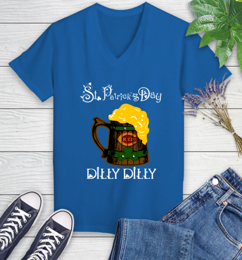 MLB Cincinnati Reds St Patrick's Day Dilly Dilly Beer Baseball Sports Women's V-Neck T-Shirt 10