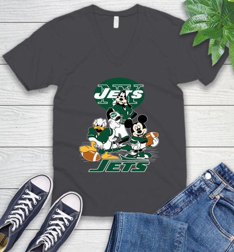 NFL New York Jets Mickey Mouse Donald Duck Goofy Football Shirt V-Neck T-Shirt 4
