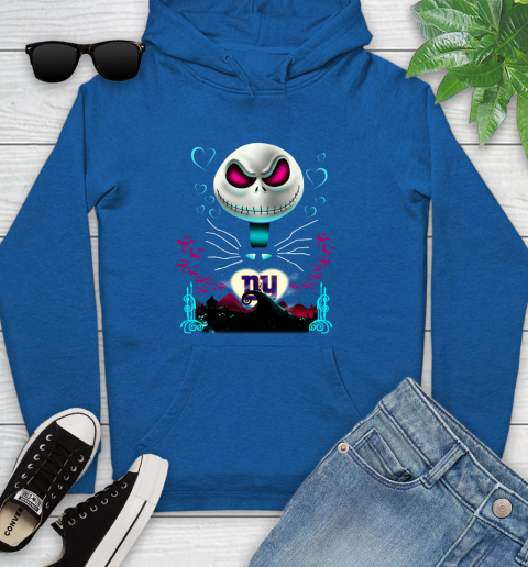 NFL New York Giants Jack Skellington Sally The Nightmare Before Christmas Football Youth Hoodie 11