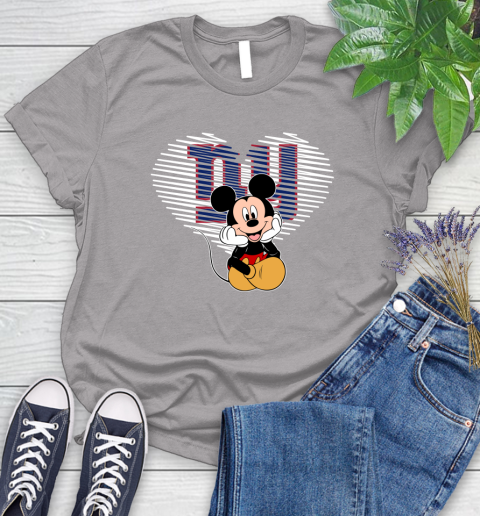 NFL New York Giants The Heart Mickey Mouse Disney Football T Shirt_000 Women's T-Shirt 5
