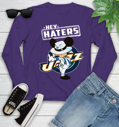 NBA Hey Haters Mickey Basketball Sports Utah Jazz Youth Long Sleeve 4