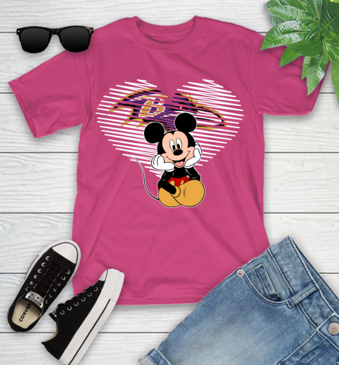 NFL Baltimore Ravens The Heart Mickey Mouse Disney Football T Shirt_000 Youth T-Shirt 11