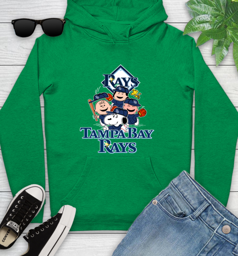 MLB Tampa Bay Rays Snoopy Charlie Brown Woodstock The Peanuts Movie Baseball T Shirt Youth Hoodie 9