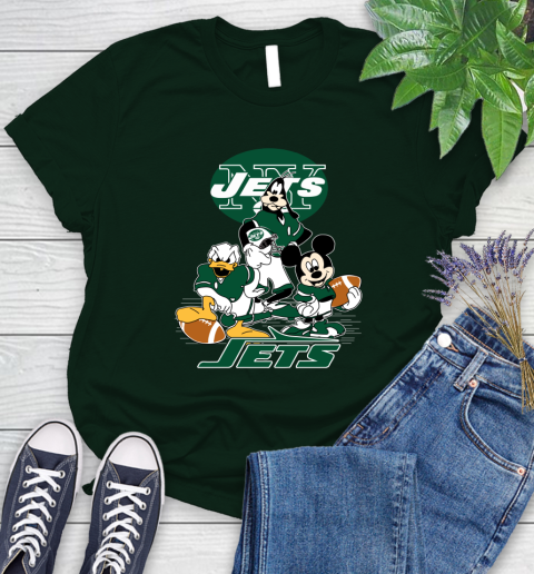 NFL New York Jets Mickey Mouse Donald Duck Goofy Football Shirt Women's T-Shirt 6