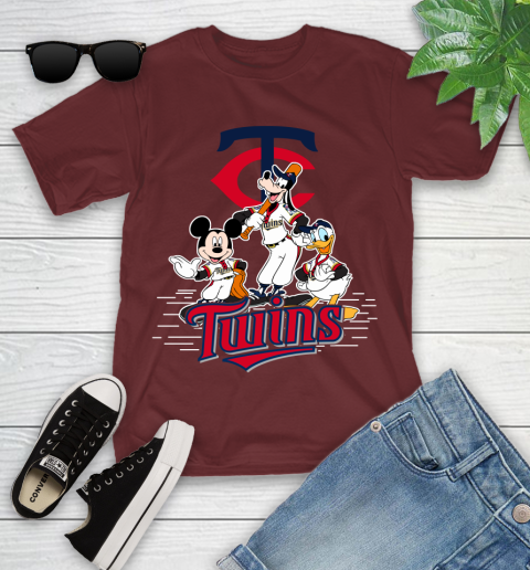 MLB Minnesota Twins Mickey Mouse Donald Duck Goofy Baseball T Shirt Youth T-Shirt 14