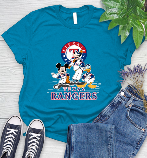 MLB Texas Rangers Mickey Mouse Donald Duck Goofy Baseball T Shirt Women's T-Shirt 10