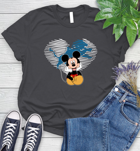 NFL Detroit Lions The Heart Mickey Mouse Disney Football T Shirt_000 Women's T-Shirt 8