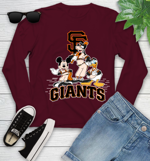 MLB San Francisco Giants Mickey Mouse Donald Duck Goofy Baseball T Shirt Youth Long Sleeve 6