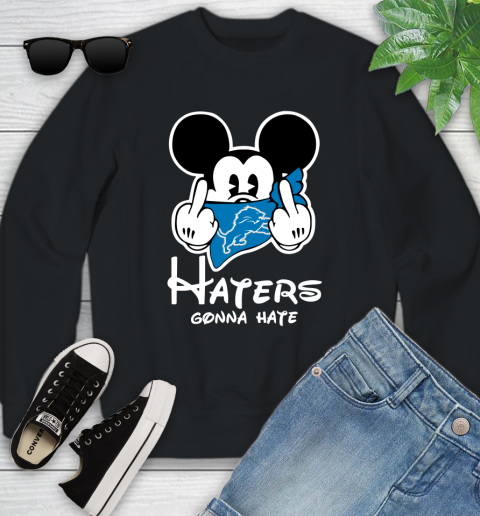 NFL Detroit Lions Haters Gonna Hate Mickey Mouse Disney Football T Shirt Youth Sweatshirt