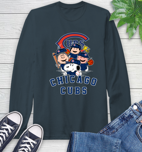 MLB Chicago Cubs Snoopy Charlie Brown Woodstock The Peanuts Movie Baseball T Shirt Long Sleeve T-Shirt 9