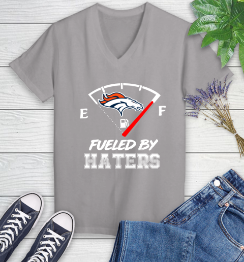 Denver Broncos NFL Football Fueled By Haters Sports Women's V-Neck T-Shirt 4