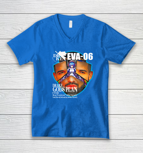 Drake Evangelion Shirt Drake Eva 06 Drake Gods Plan V-Neck T-Shirt 4