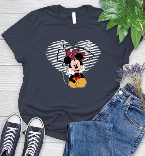 NFL Kansas City Chiefs The Heart Mickey Mouse Disney Football T Shirt_000 Women's T-Shirt 14