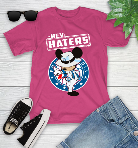 NBA Hey Haters Mickey Basketball Sports Philadelphia 76ers Youth T-Shirt 11
