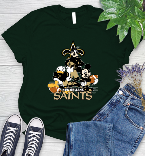NFL New Orleans Saints Mickey Mouse Donald Duck Goofy Football Shirt Women's T-Shirt 6