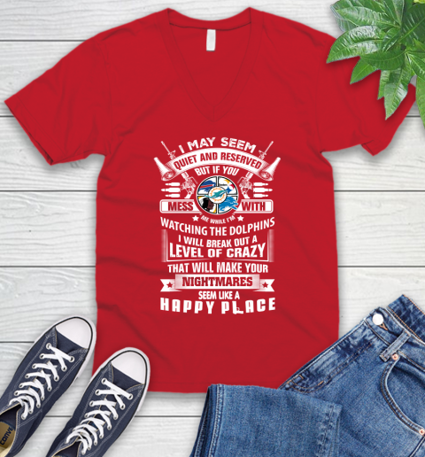 Miami Dolphins NFL Football Don't Mess With Me While I'm Watching My Team Sports V-Neck T-Shirt 6