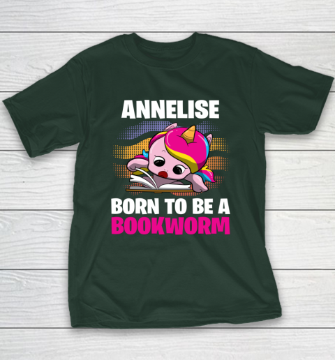 Annelise Born To Be A Bookworm Unicorn Youth T-Shirt 3
