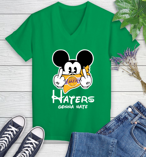 NBA Los Angeles Lakers Haters Gonna Hate Mickey Mouse Disney Basketball T Shirt Women's V-Neck T-Shirt 5