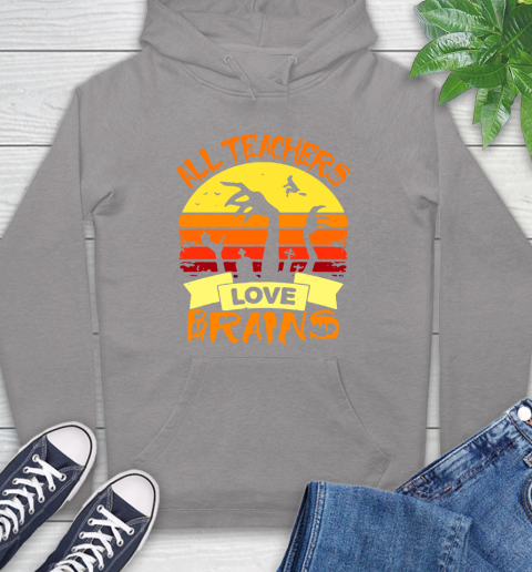 Halloween All Teachers Love Brains Sunset Hoodie 6
