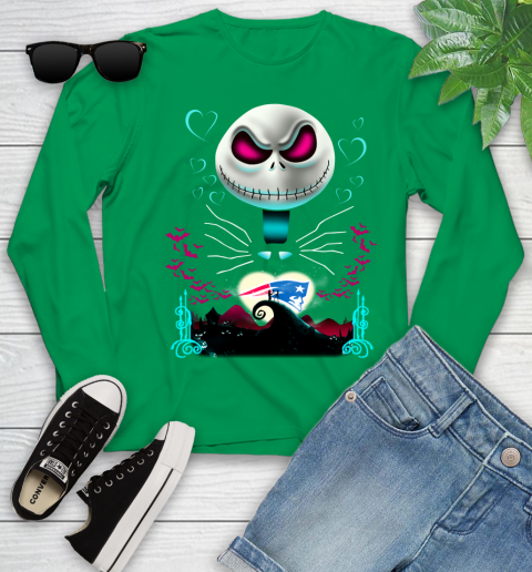 NFL New England Patriots Jack Skellington Sally The Nightmare Before Christmas Football Youth Long Sleeve 7
