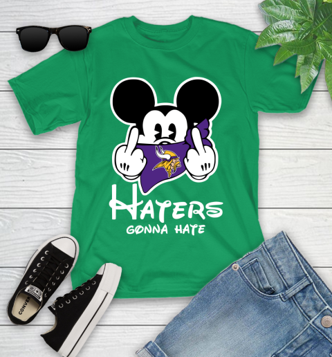 NFL Minnesota Vikings Haters Gonna Hate Mickey Mouse Disney Football T Shirt Youth T-Shirt 8