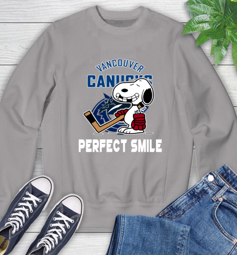 NHL Vancouver Canucks Snoopy Perfect Smile The Peanuts Movie Hockey T Shirt Sweatshirt 5