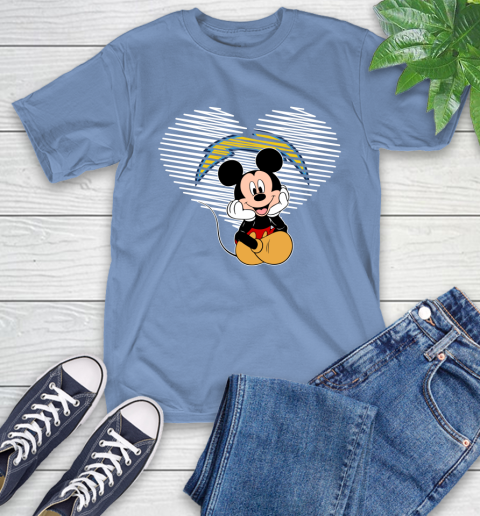 NFL Los Angeles Chargers The Heart Mickey Mouse Disney Football T Shirt_000 T-Shirt 12