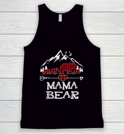 Mama Bear Shirt Red Buffalo Plaid Mama Bear Pajama Tank Top