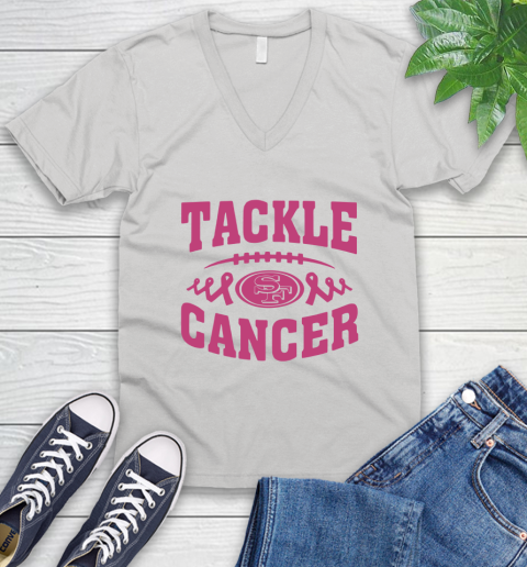 San Francisco 49ers Tackle Breast Cancer V-Neck T-Shirt