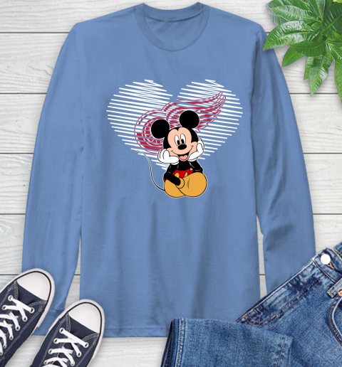 NHL Detroit Red Wings The Heart Mickey Mouse Disney Hockey Long Sleeve T-Shirt 12