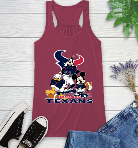 NFL Houston Texans Mickey Mouse Donald Duck Goofy Football Shirt Racerback Tank 7