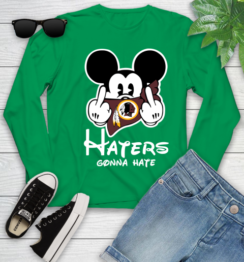 NFL Washington Redskins Haters Gonna Hate Mickey Mouse Disney Football T Shirt Youth Long Sleeve 7
