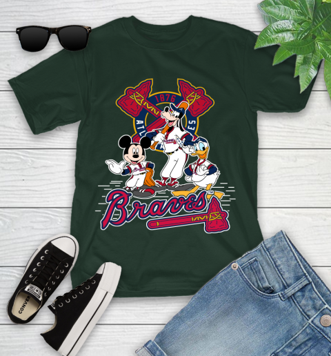 MLB Atlanta Braves Mickey Mouse Donald Duck Goofy Baseball T Shirt Youth T-Shirt 5