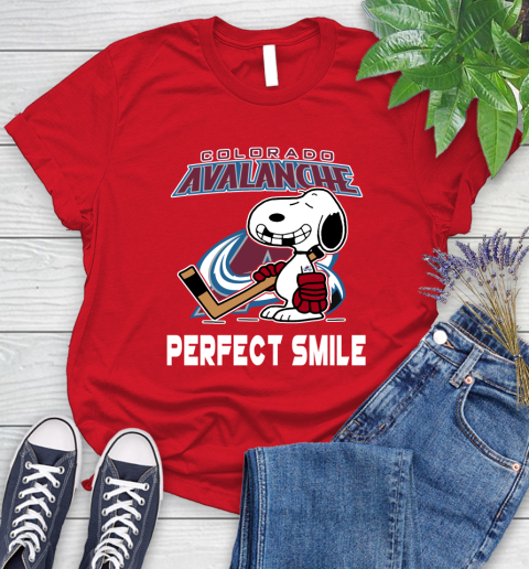 NHL Colorado Avalanche Snoopy Perfect Smile The Peanuts Movie Hockey T Shirt Women's T-Shirt 13