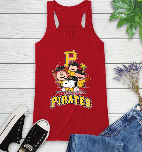 MLB Pittsburgh Pirates Snoopy Charlie Brown Woodstock The Peanuts Movie Baseball T Shirt_000 Racerback Tank 5