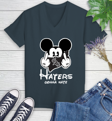 MLB Chicago White Sox Haters Gonna Hate Mickey Mouse Disney Baseball T Shirt_000 Women's V-Neck T-Shirt 8
