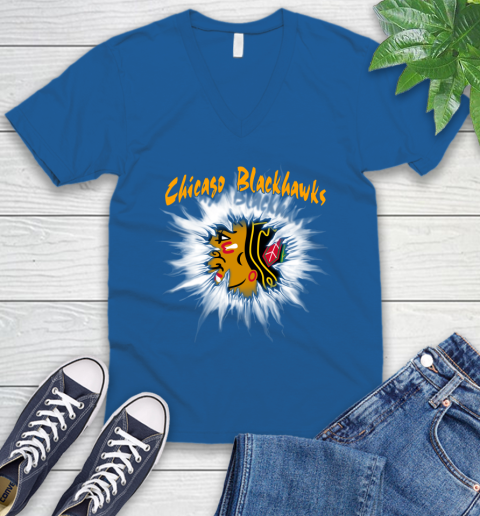 Chicago Blackhawks NHL Hockey Adoring Fan Rip Sports V-Neck T-Shirt 5