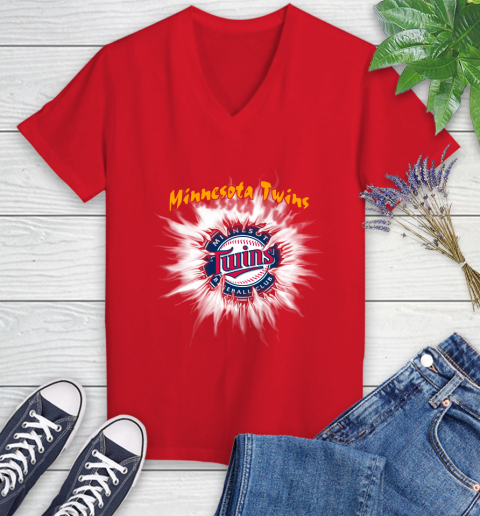 Minnesota Twins MLB Baseball Adoring Fan Rip Sports Women's V-Neck T-Shirt 11